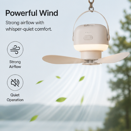 Outdoor Camping Fan with Light