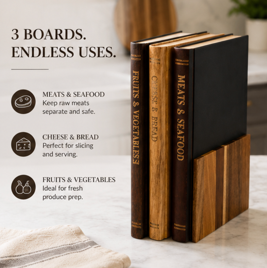 3 Piece Book Shaped Cutting Boards