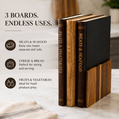 3 Piece Book Shaped Cutting Boards